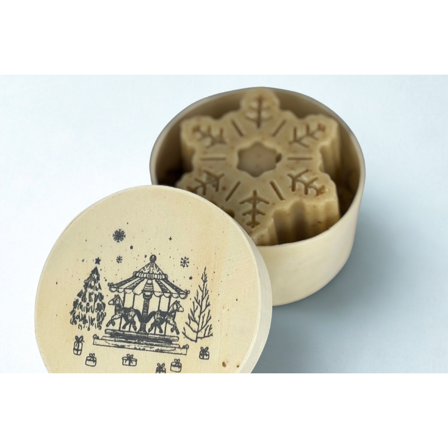 Savon de Noël 100 g dans boîte en bois décorée festive Savon de Noël 100 g dans boîte en bois décorée festive