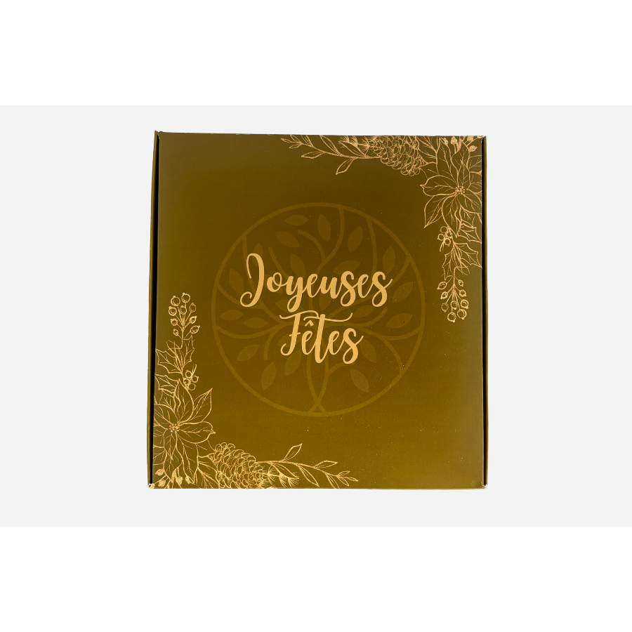 Coffret cadeau artisanal de Noël garni de soins naturels Coffret cadeau artisanal de Noël garni de soins naturels