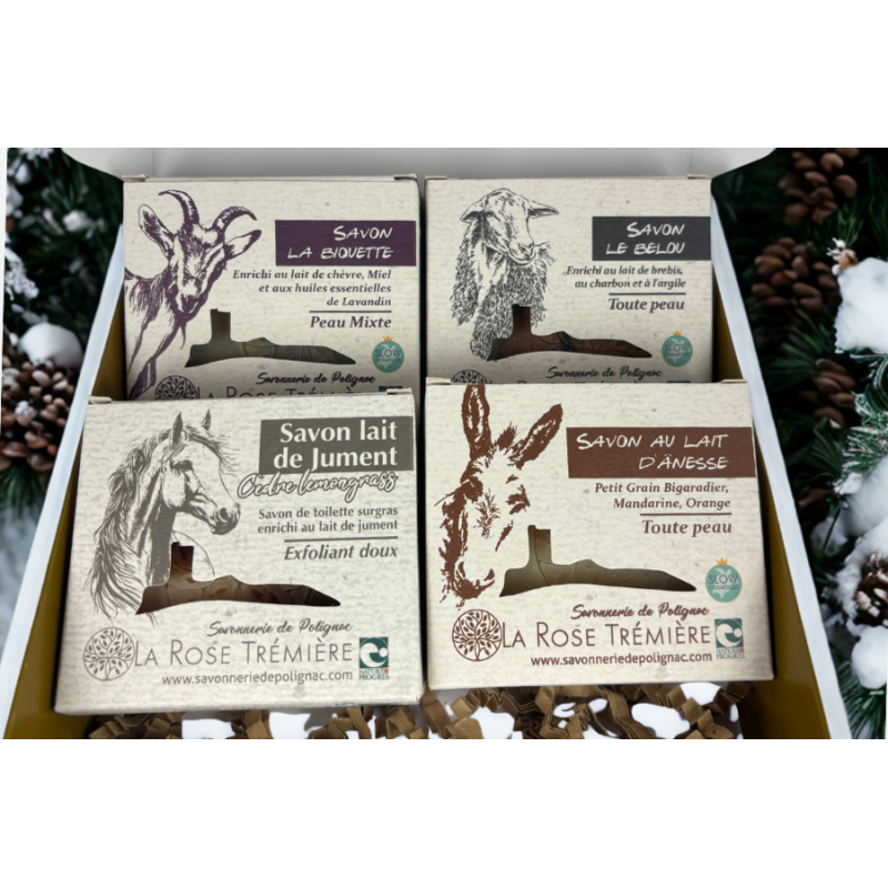 Coffret 4 savons artisanaux enrichis au lait Coffret 4 savons artisanaux enrichis au lait