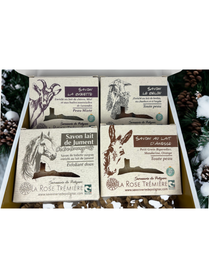 Coffret 4 savons artisanaux enrichis au lait